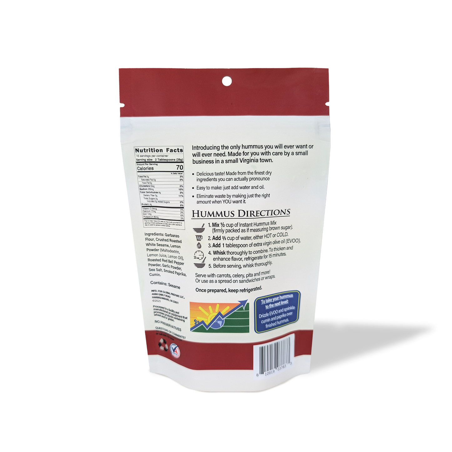 5 oz Hummus Combo - Classic Original + Roasted Red Pepper