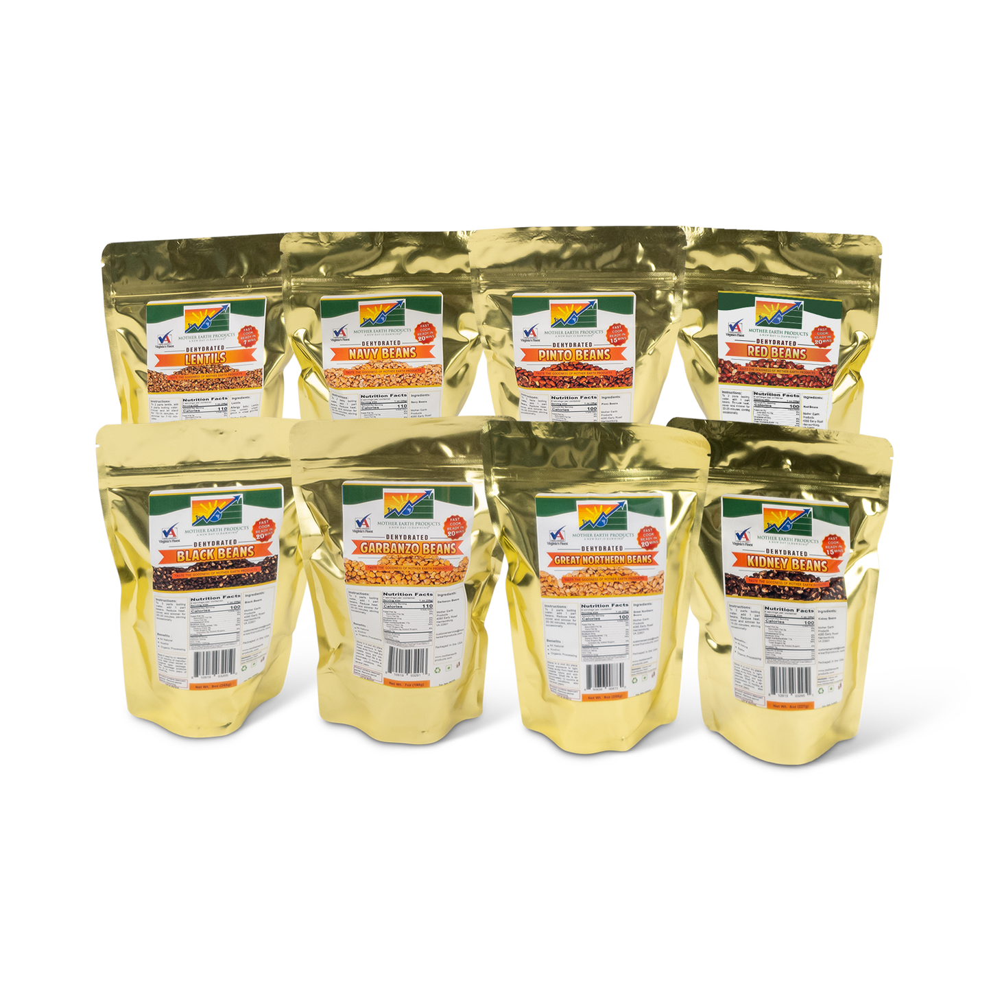 Instant Pre-Cooked Beans Kit: 2 Cup Mylars