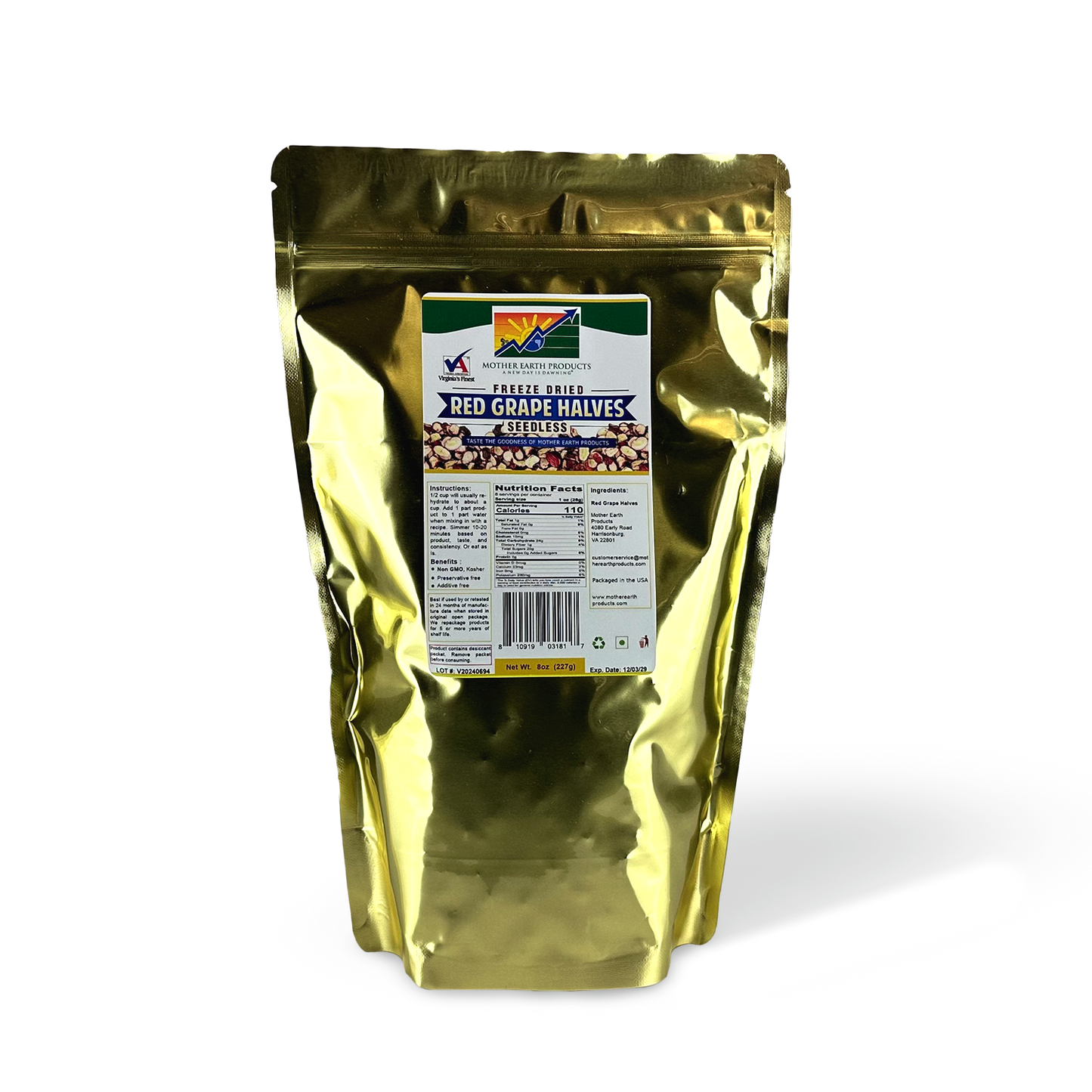Freeze Dried Red Grape Halves (Seedless)