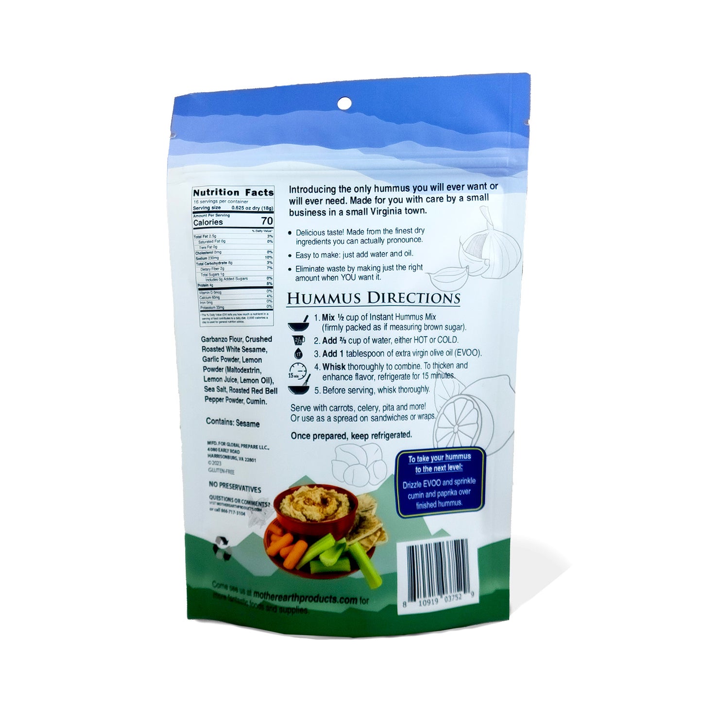 10 oz. Instant Roasted Red Pepper Hummus Mix