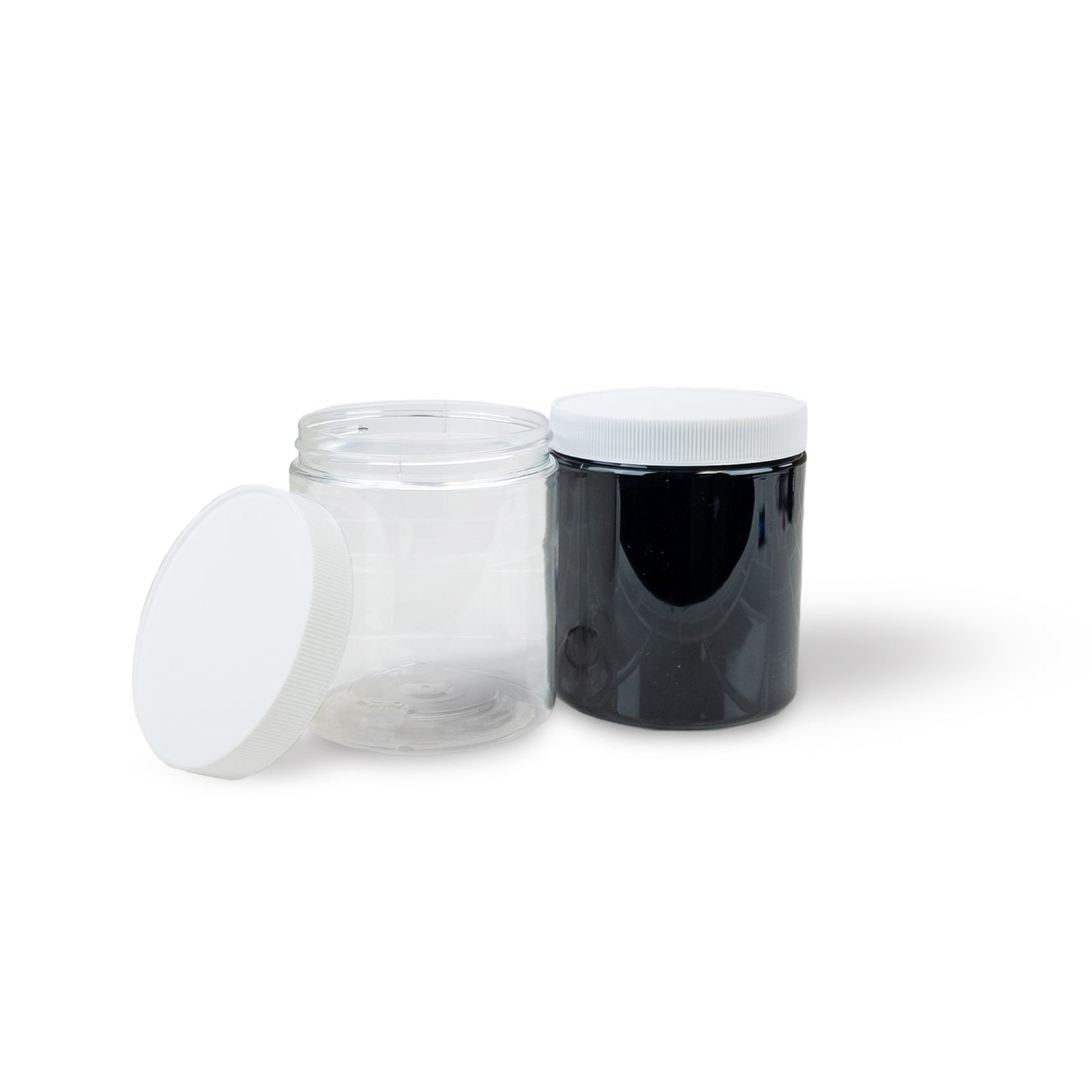 19 oz Clear and Black Jars - Lid Off