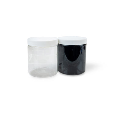 19 oz Clear and Black Jars - Lids On