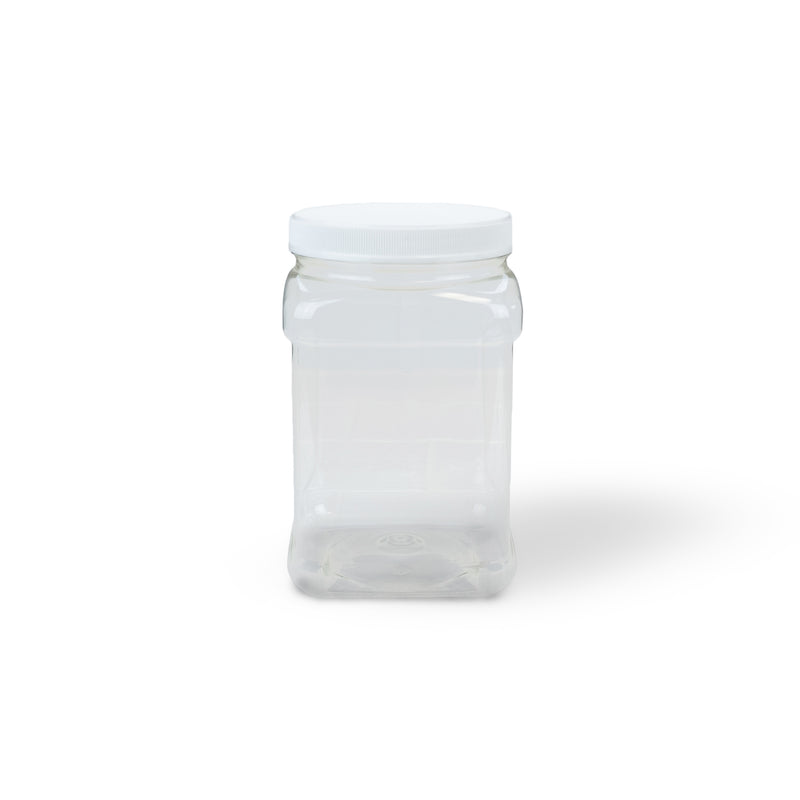 3 Pack - Half Gallon Large Clear Empty Plastic Storage Jars with Lids -  Square Food Grade Air