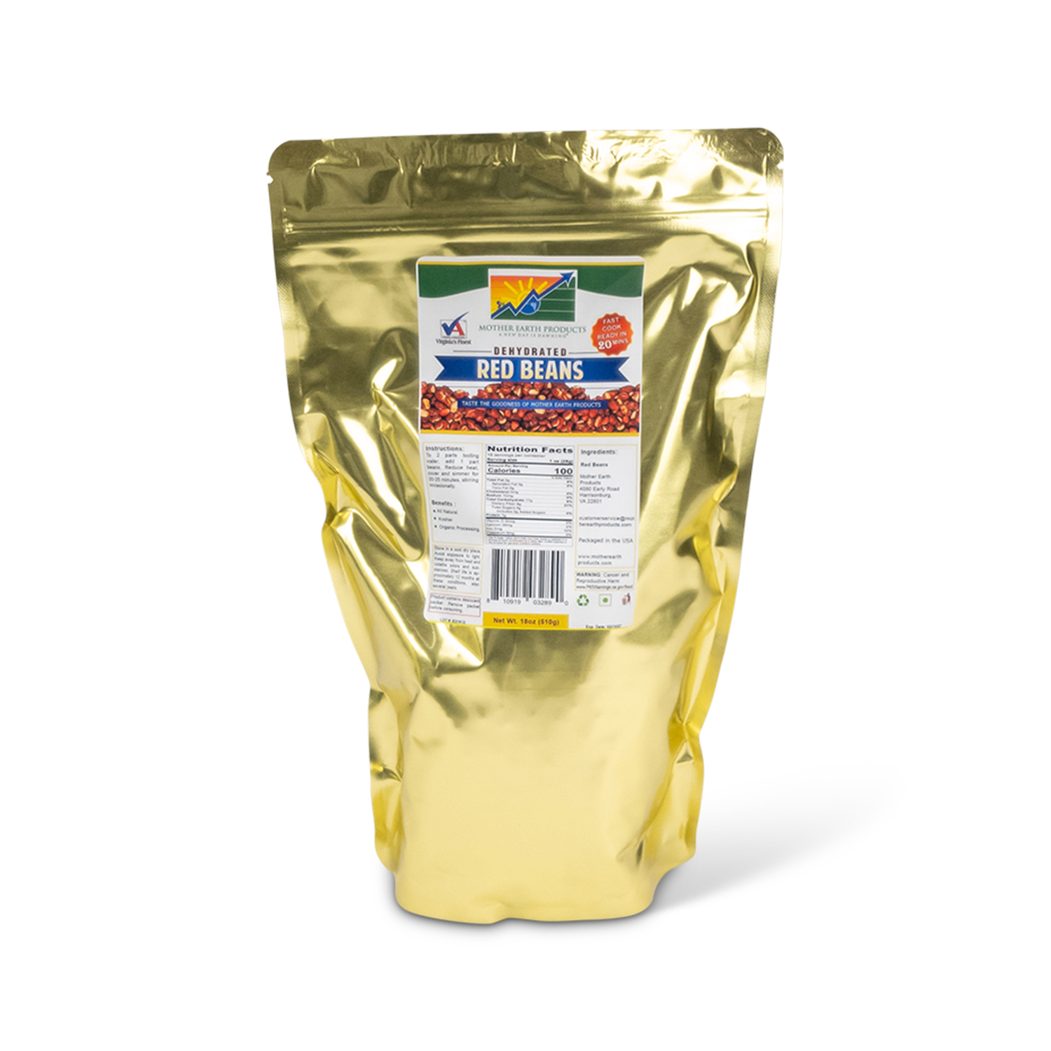 Dehydrated Red Beans Quart Mylar