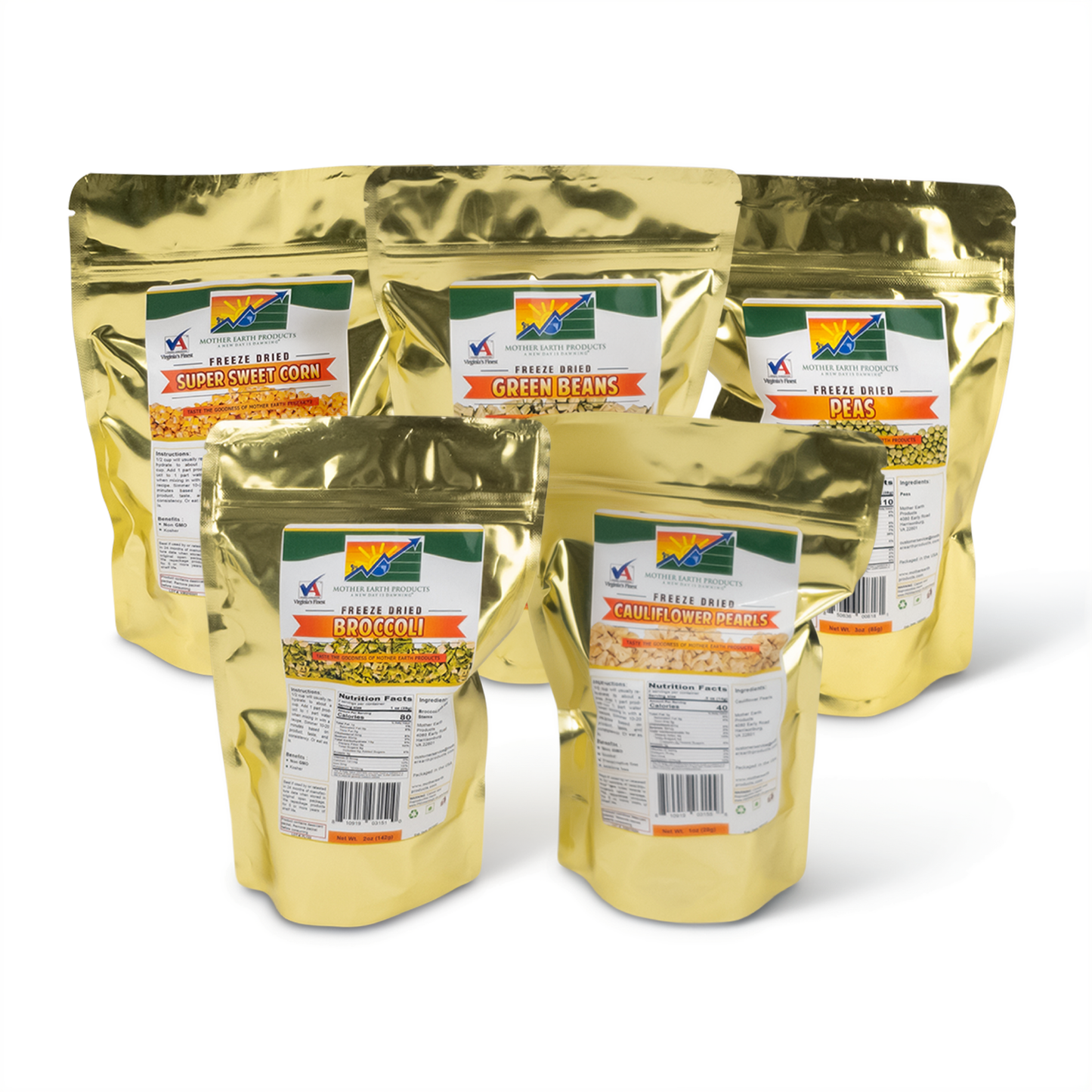 Freeze Dried Vegetable Kit: 2 Cup Mylars