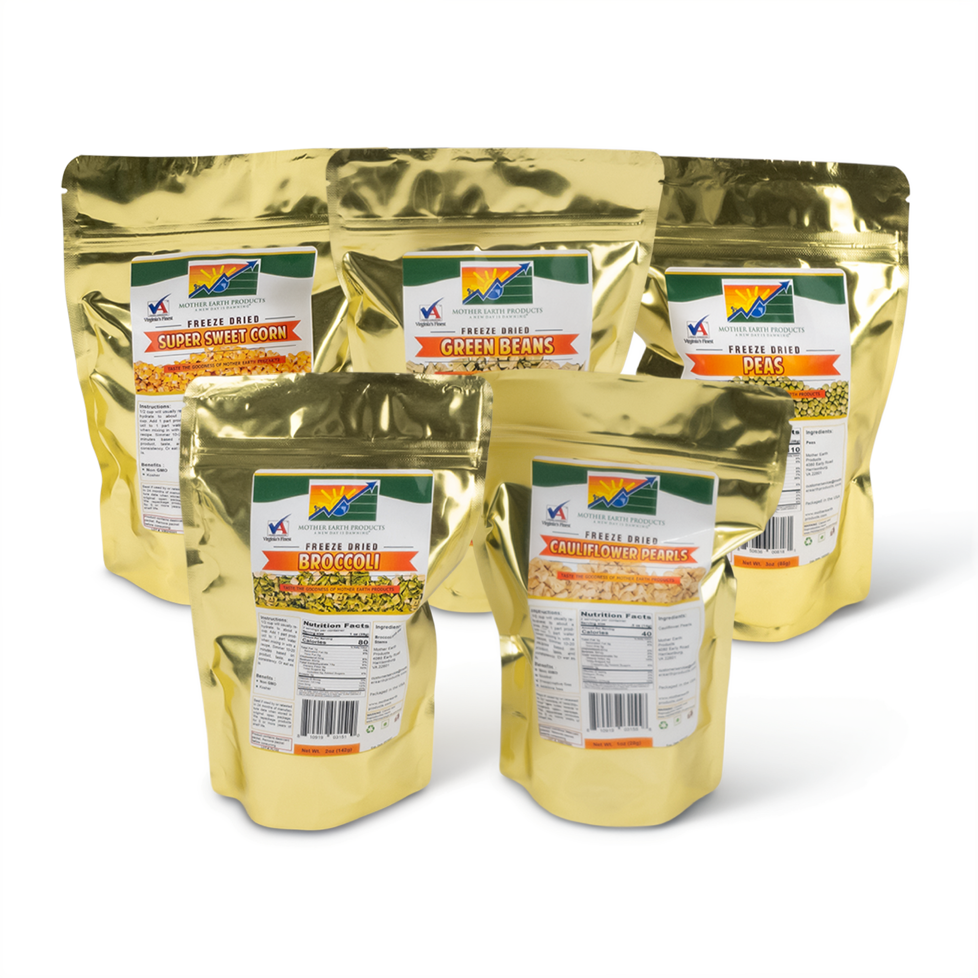 Freeze Dried Vegetable Kit: 2 Cup Mylars