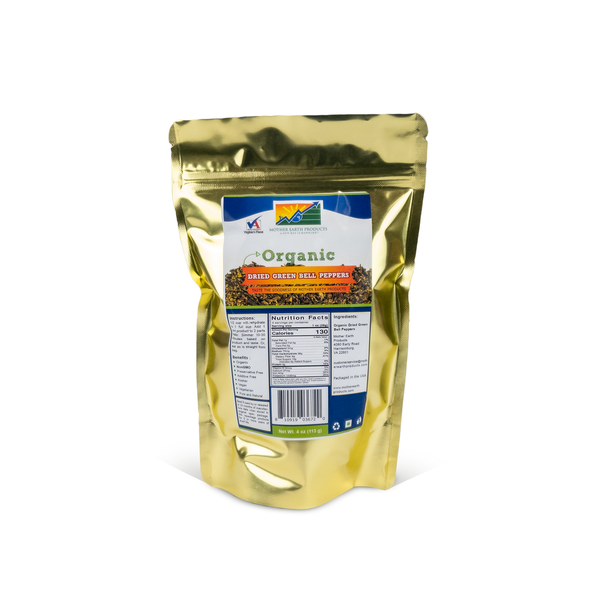 Organic Dried Green Bell Peppers