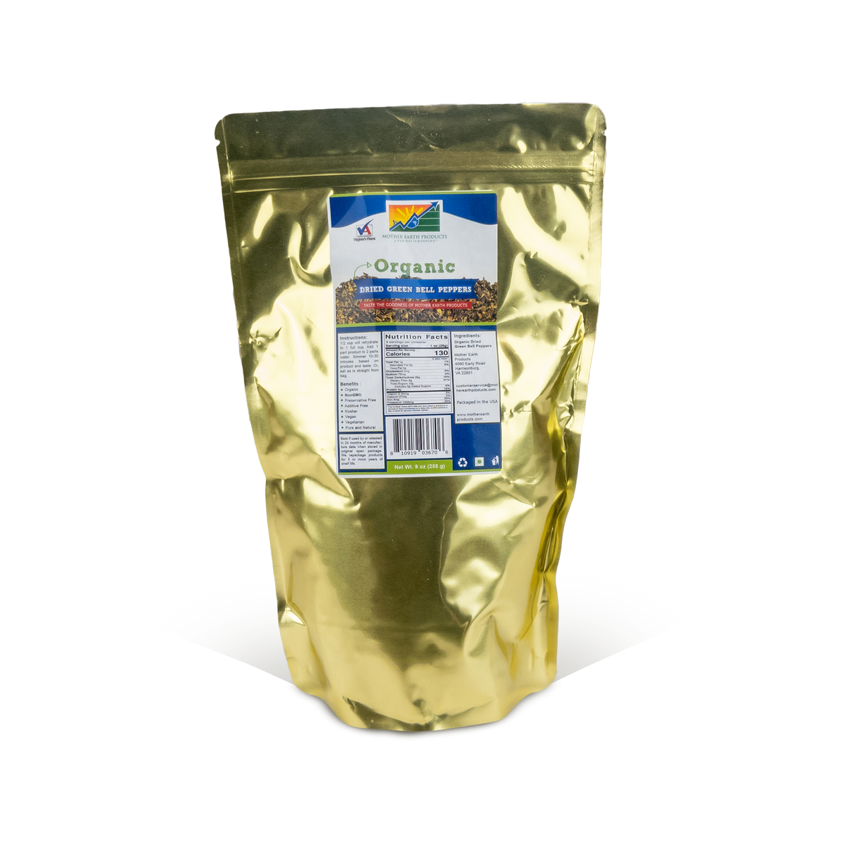 Organic Dried Green Bell Peppers