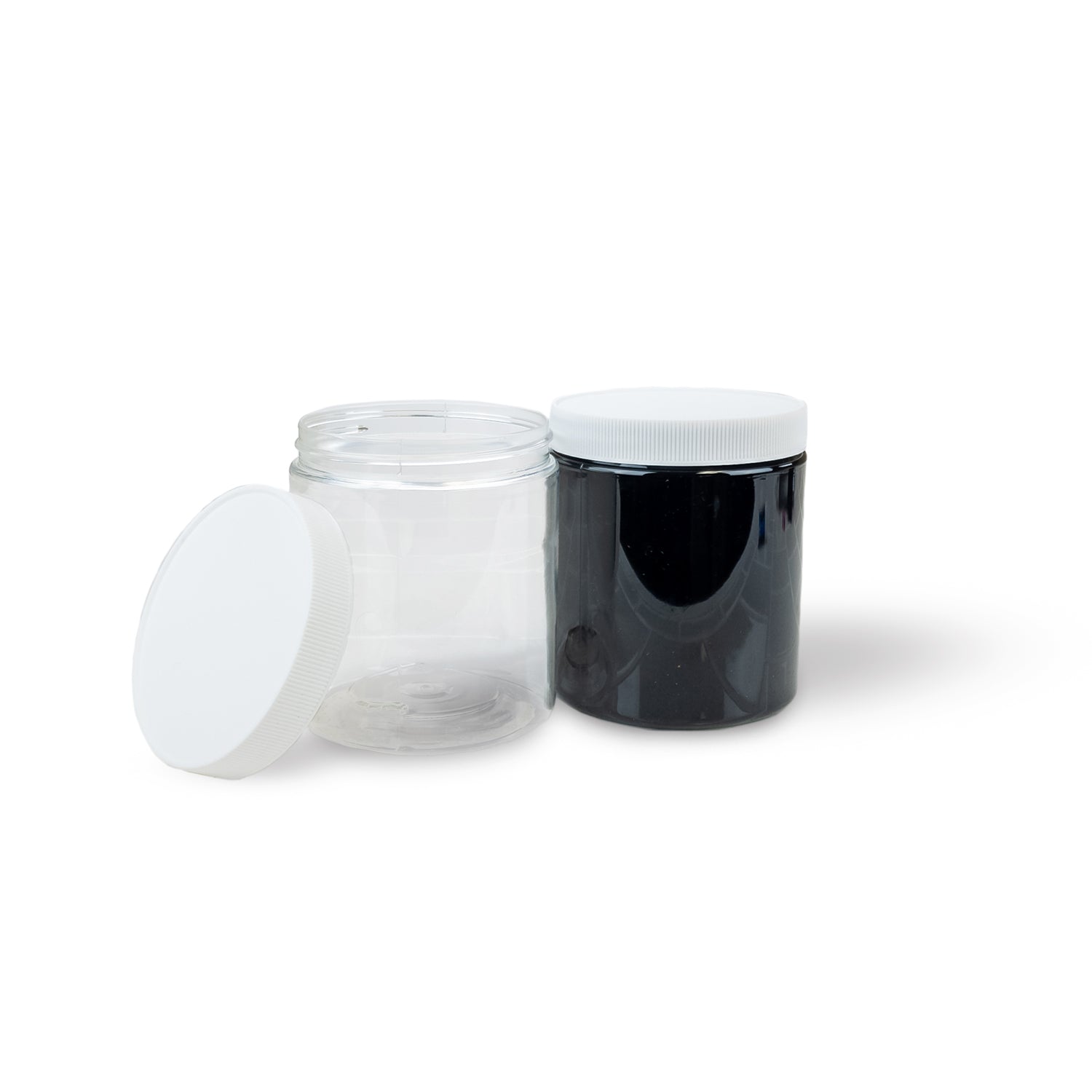 19 oz Clear and Black Jars - Lid Off