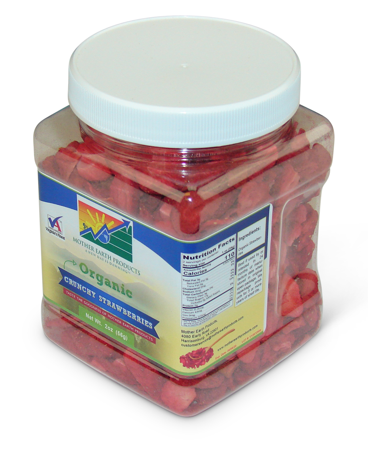 Organic Crunchy Strawberries Quart Jar