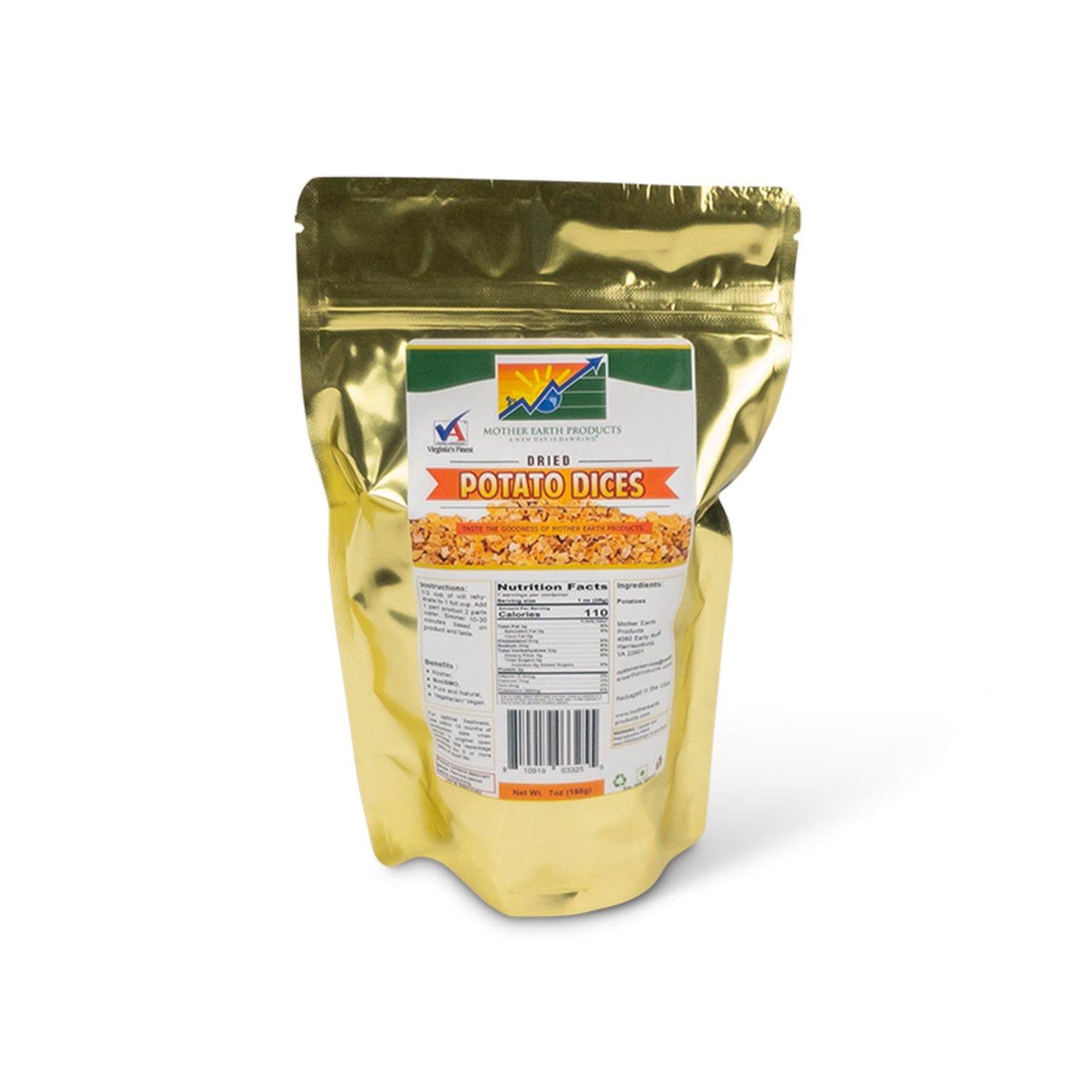 Dried Potato Dices 2 Cup Mylar