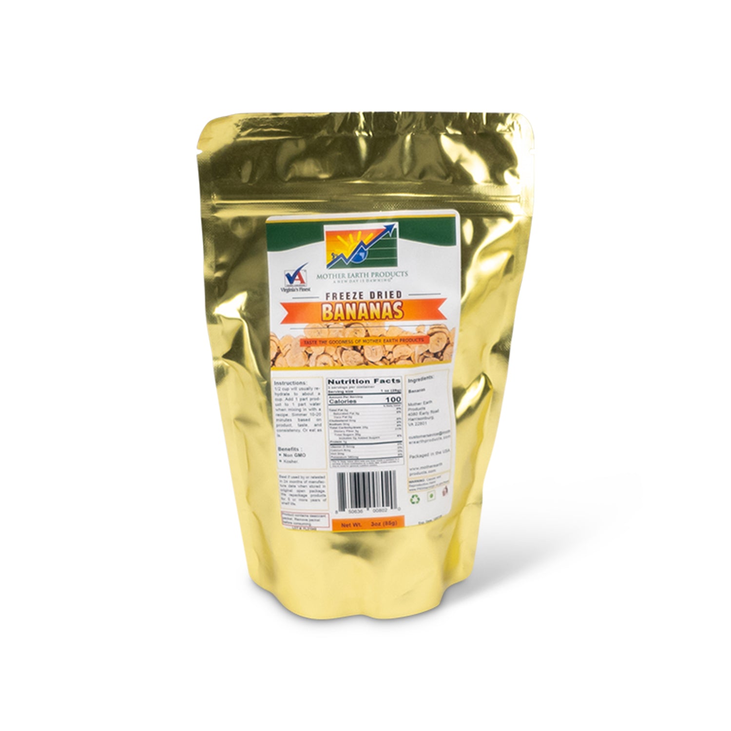 Freeze Dried Bananas 2 Cup Mylar