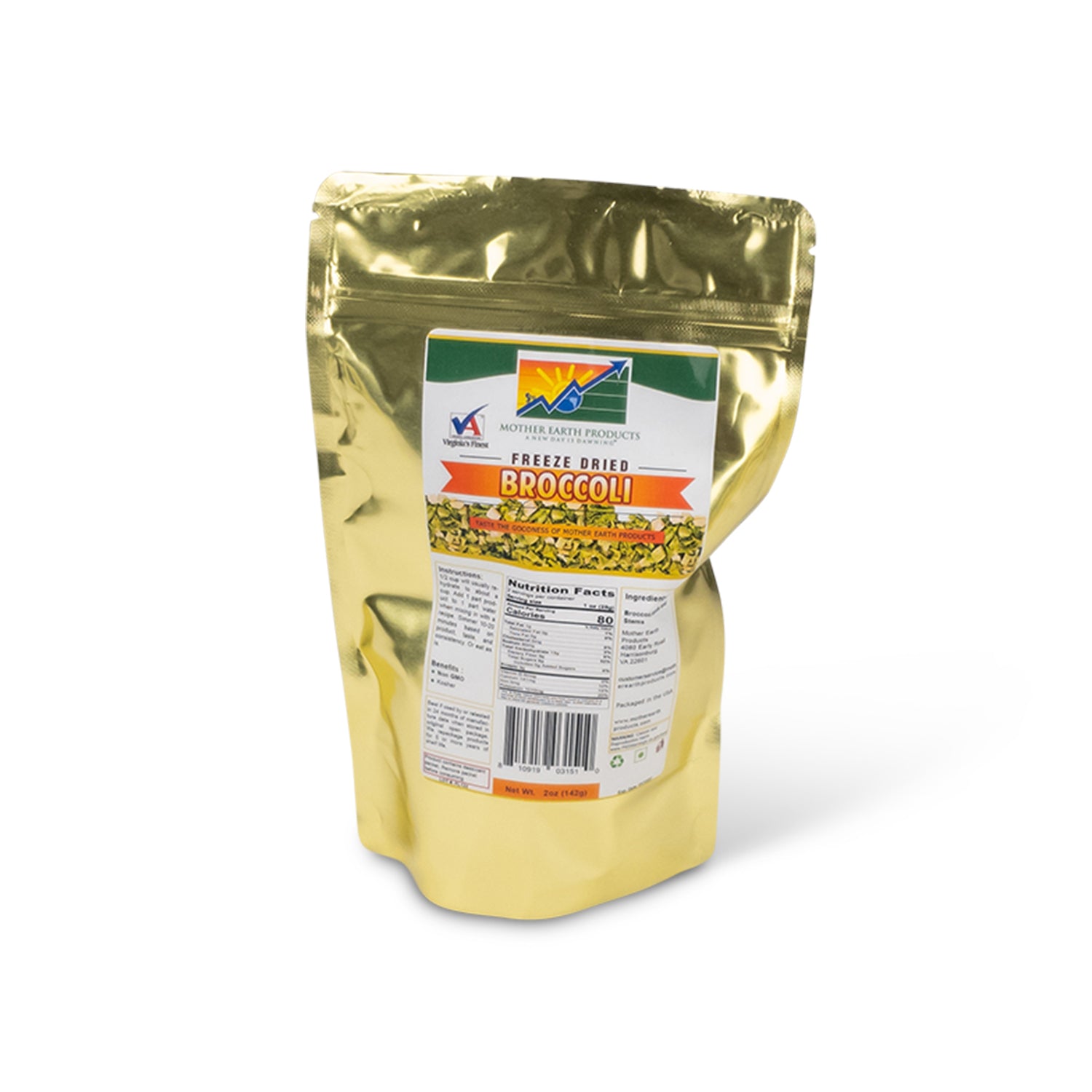 Freeze Dried Broccoli 2 Cup Mylar