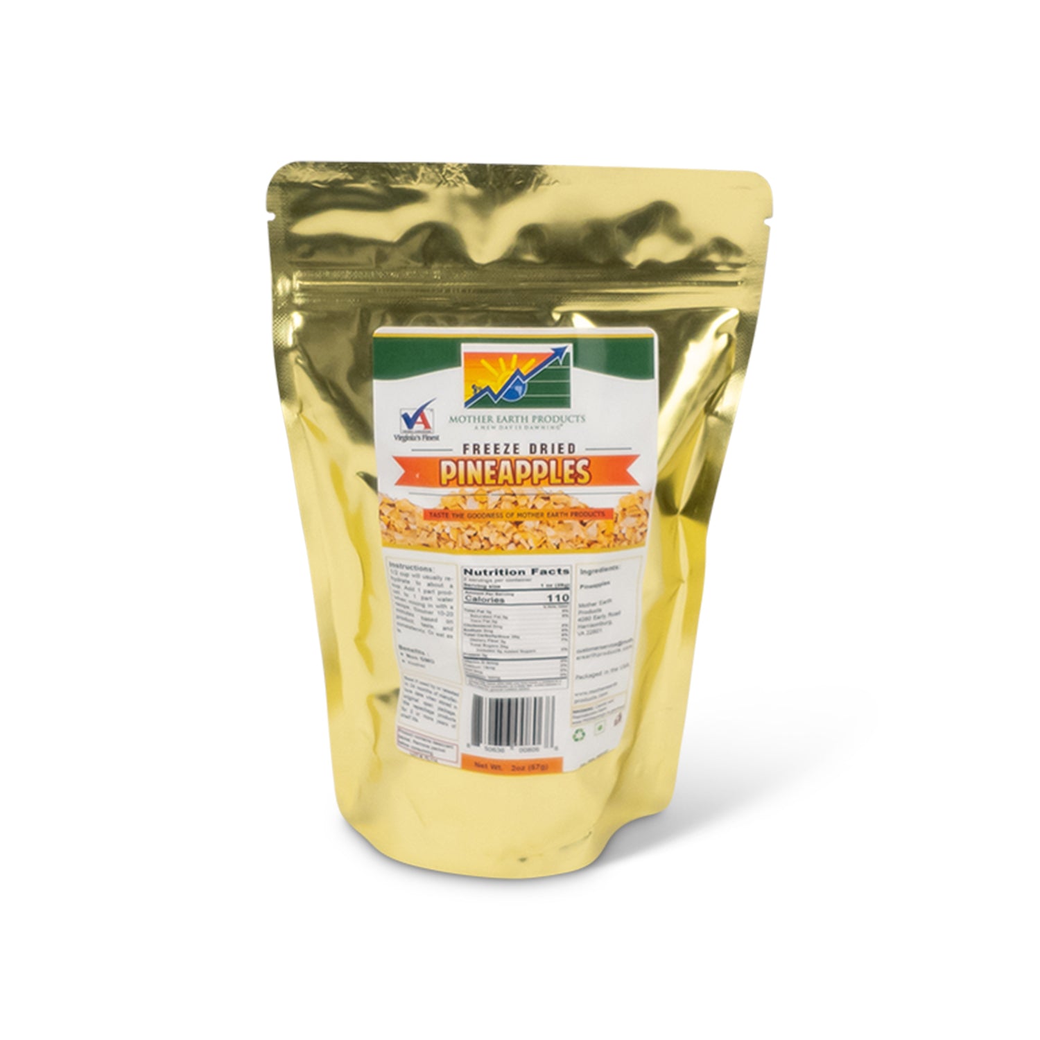 Freeze Dried Pineapples 2 Cup Mylar
