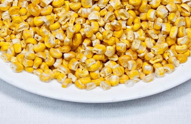 Bowl of freeze-dried sweet corn