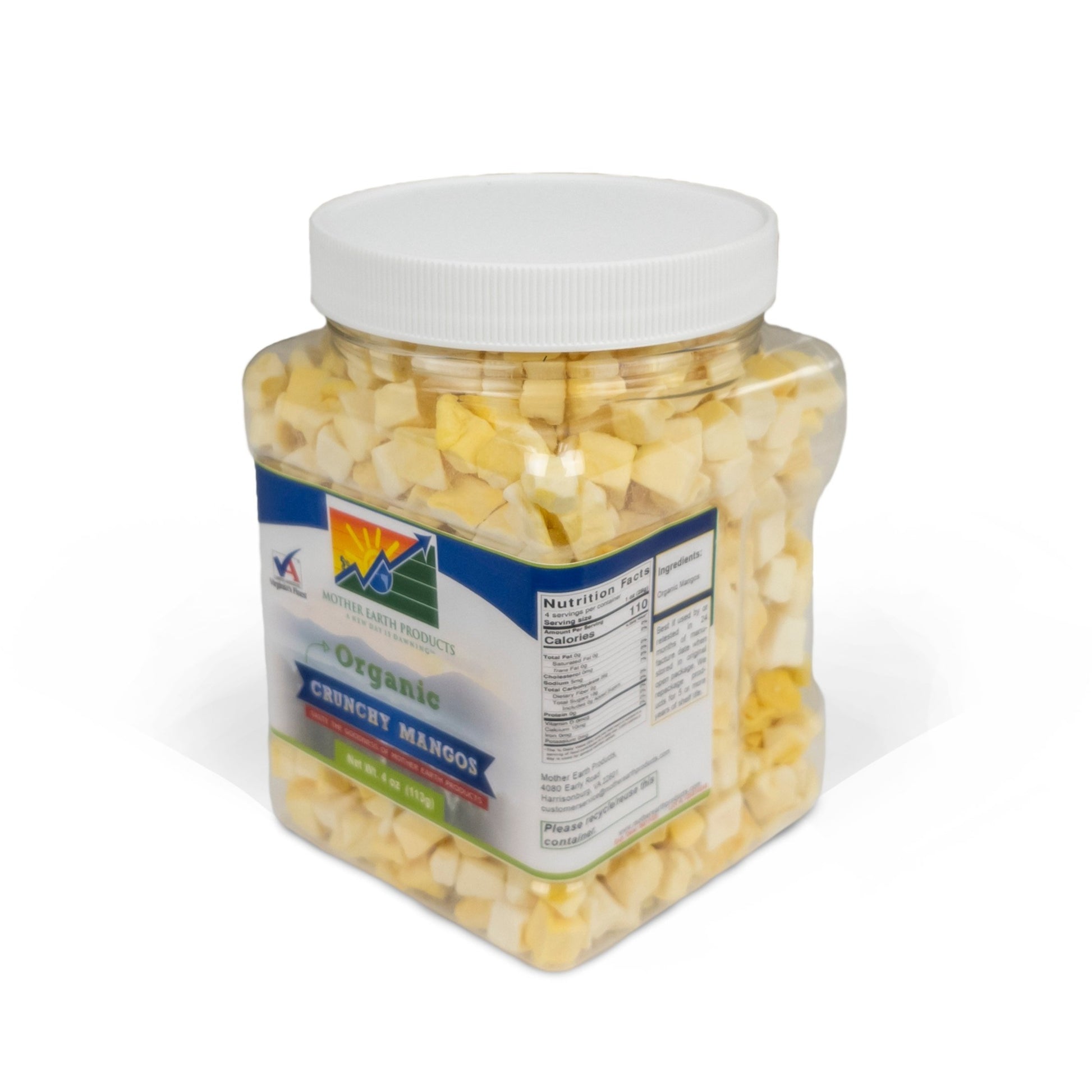 Organic Freeze Dried Mango Quart Jar Corner