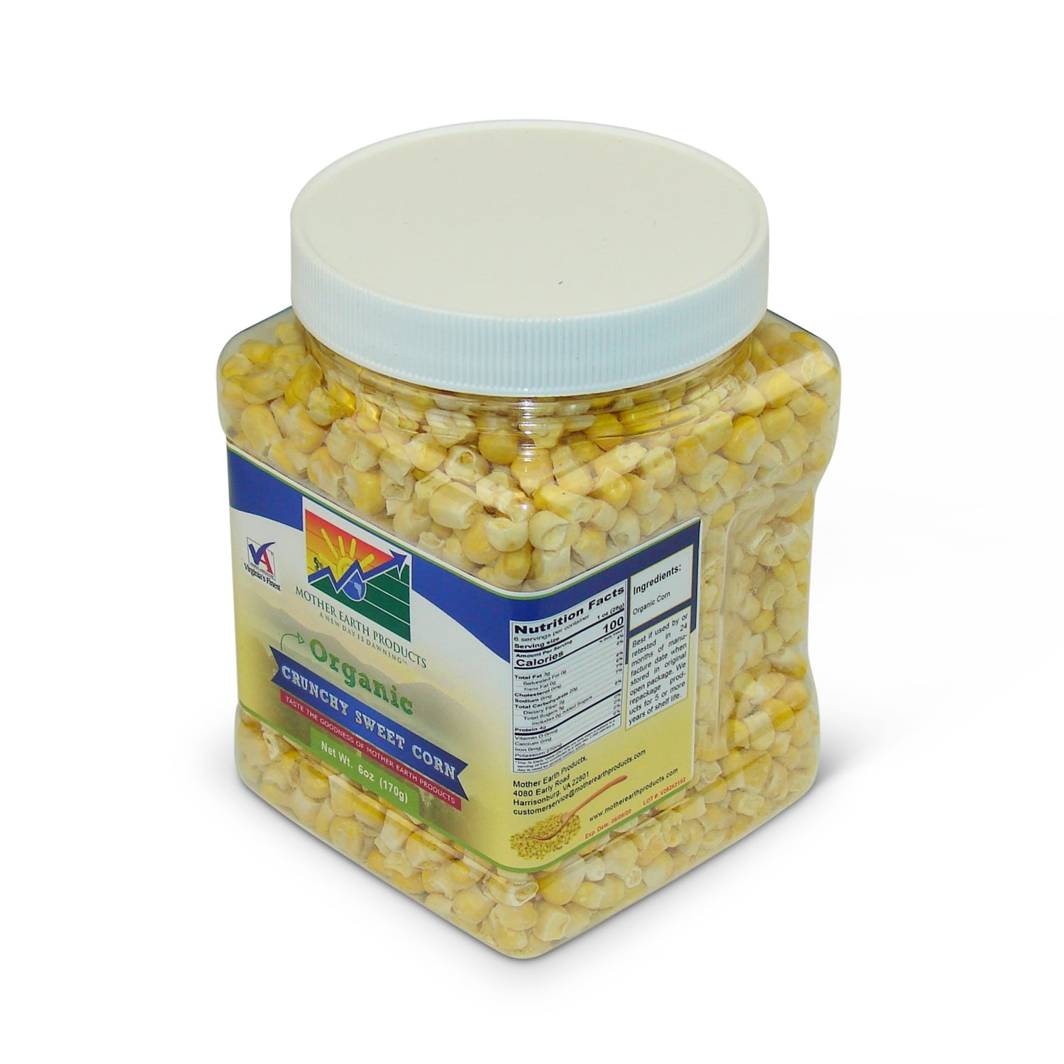 Organic Crunchy Sweet Corn Quart Jar Corner