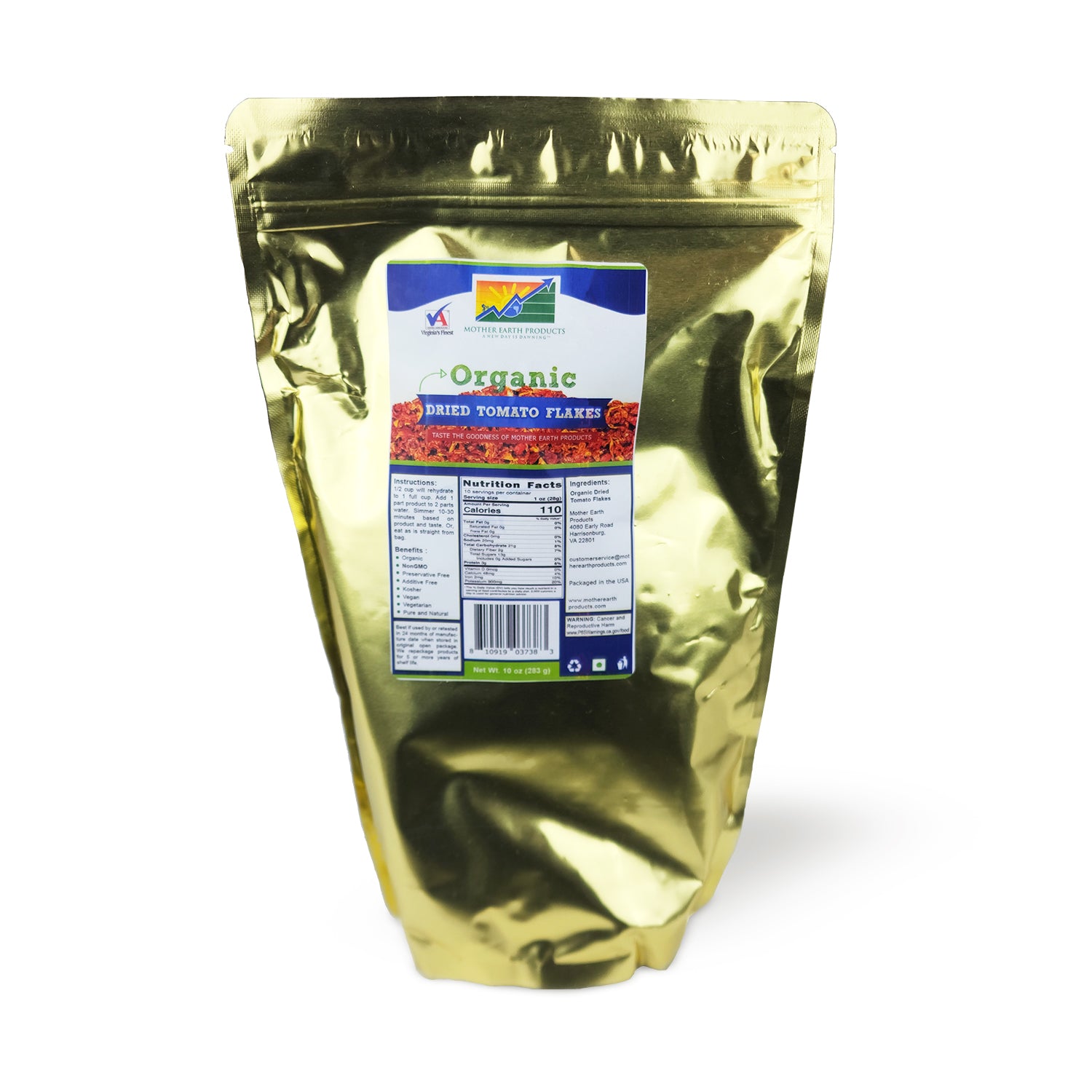 Organic Dried Tomato Flakes Quart Mylar