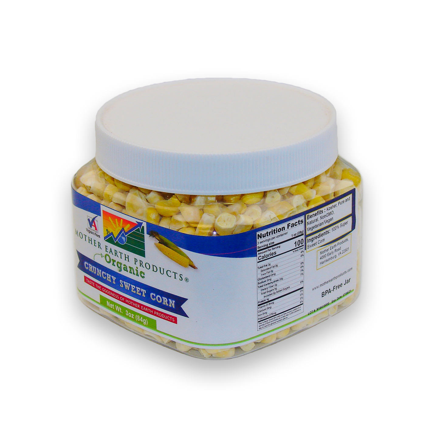 Organic Crunchy Sweet Corn 2 Cup Jar Front
