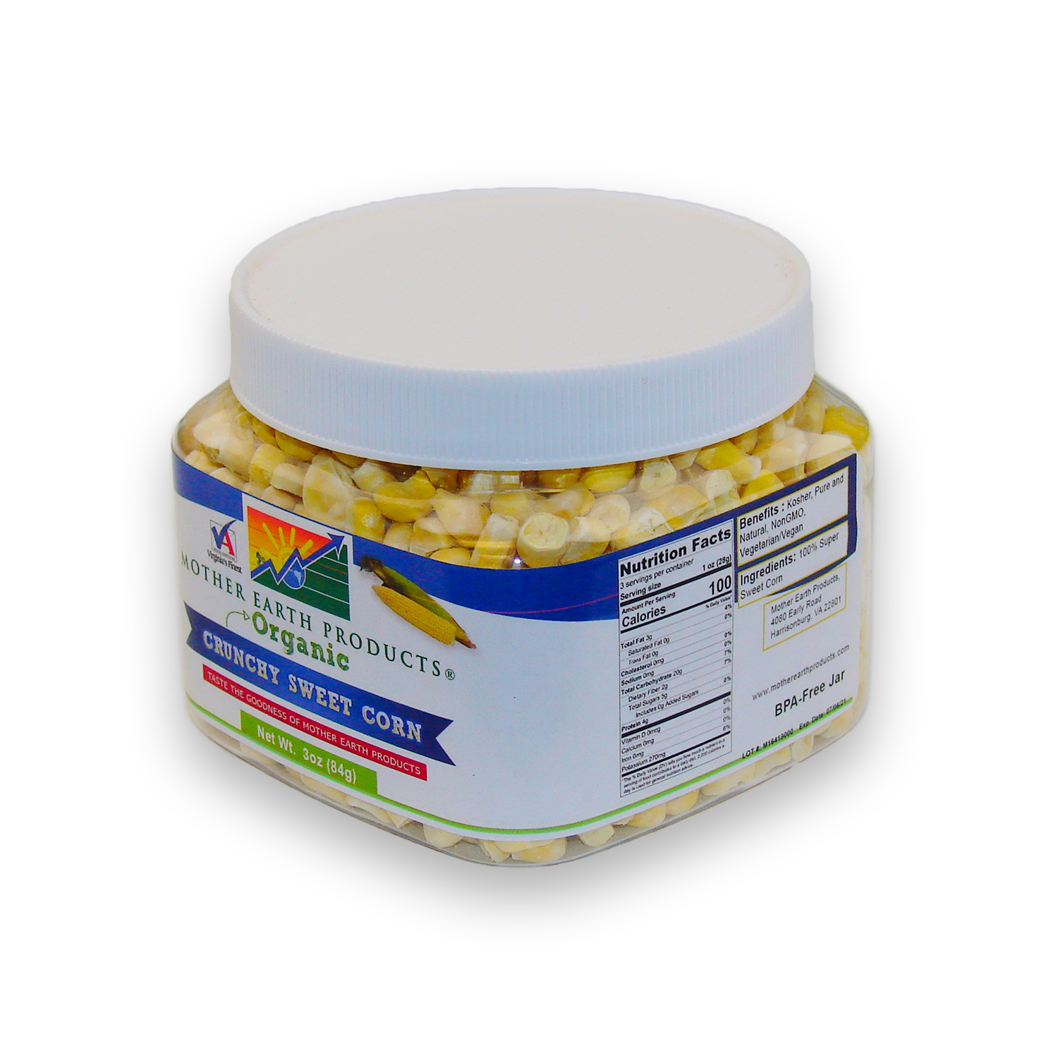 Organic Crunchy Sweet Corn 2 Cup Jar Front