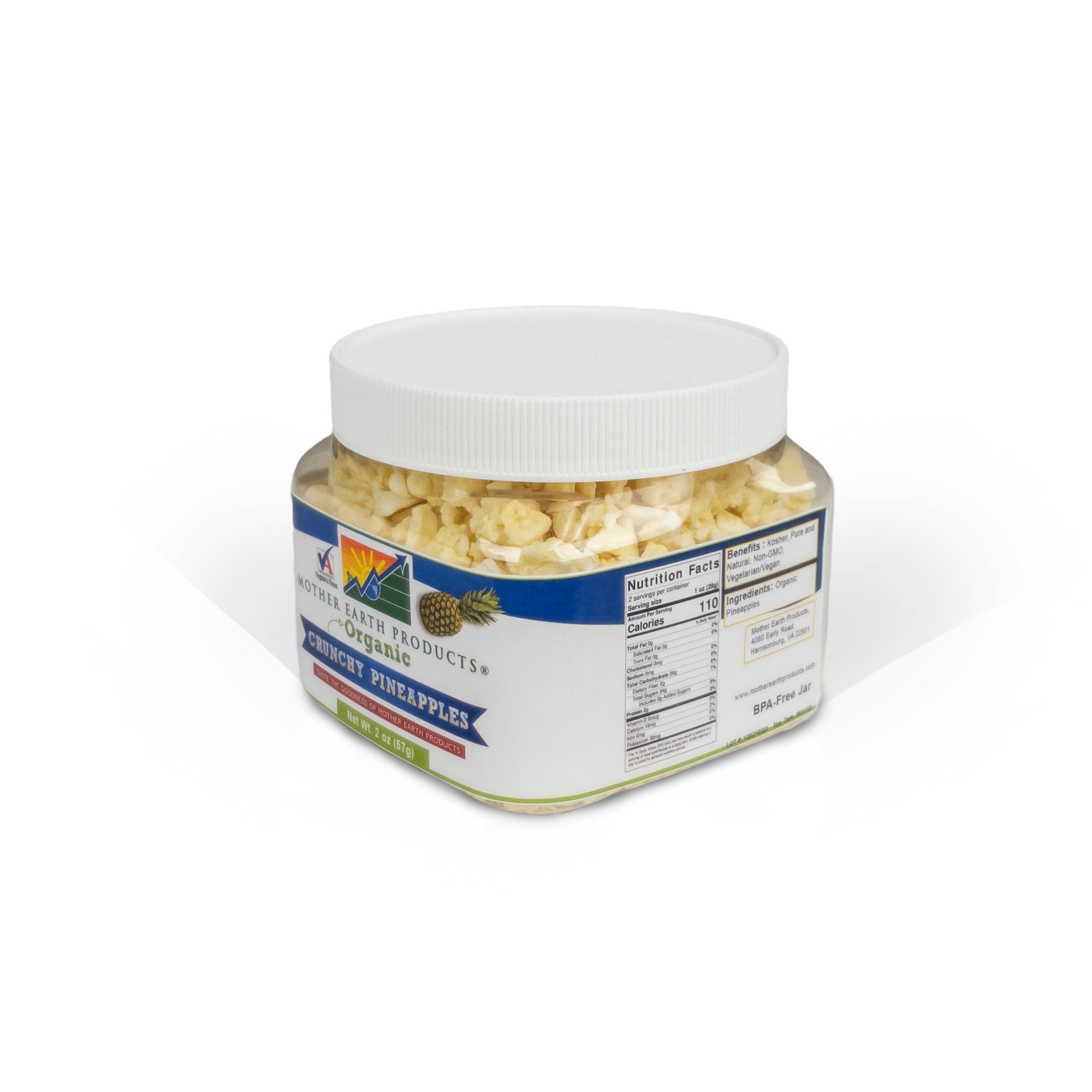 Organic Freeze Dried Pineapple 2 Cup Jar Corner