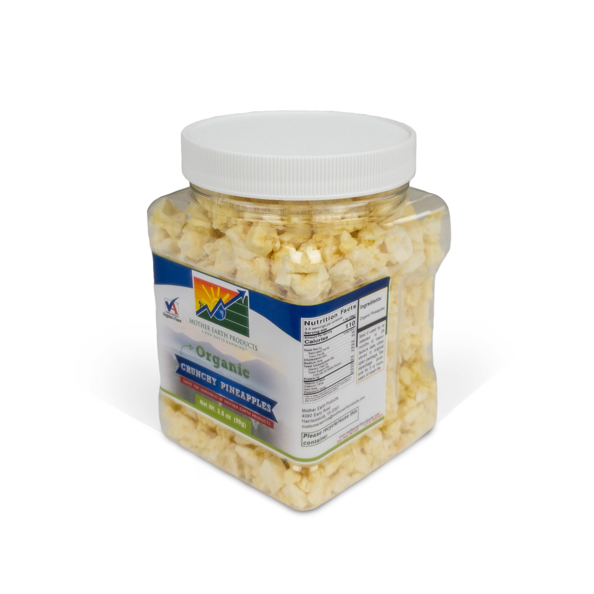 Organic Freeze Dried Pineapple Quart Jar Corner