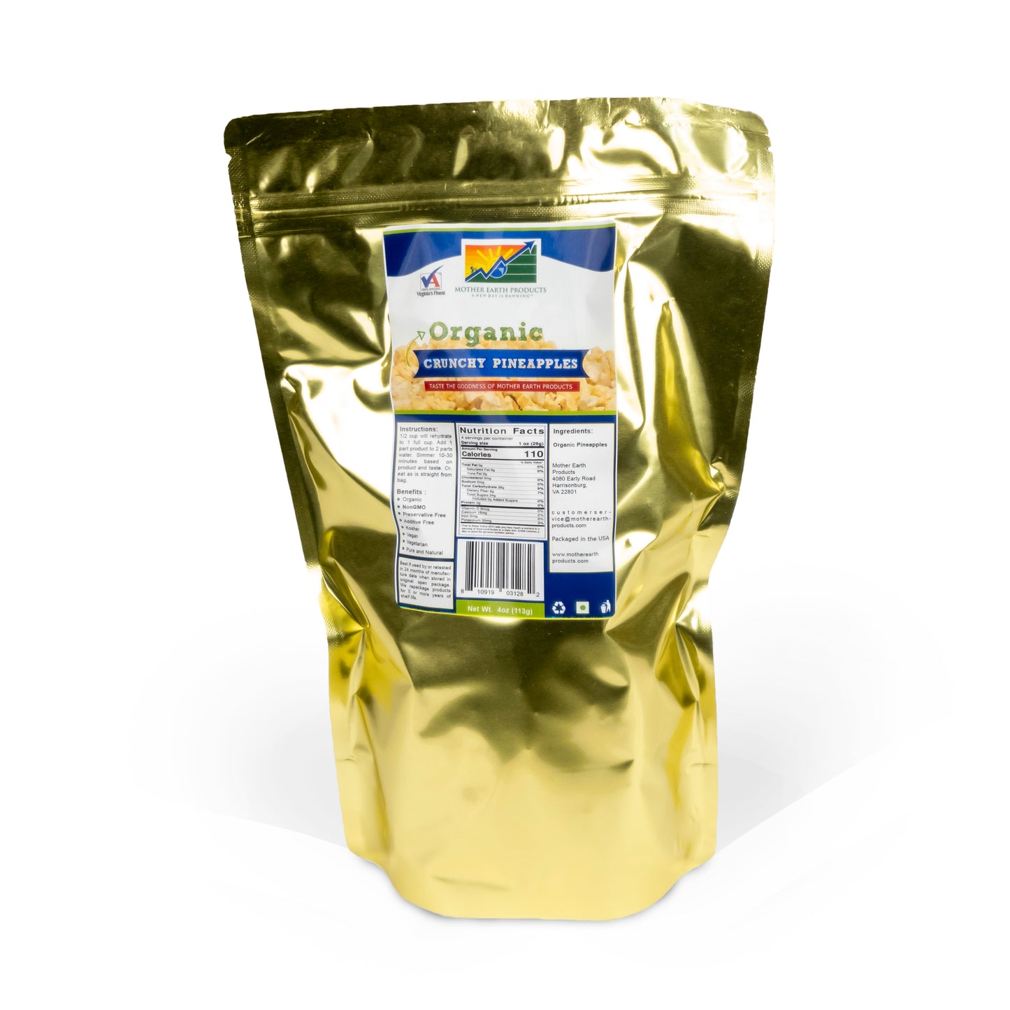 Organic Freeze Dried Pineapple Quart Mylar